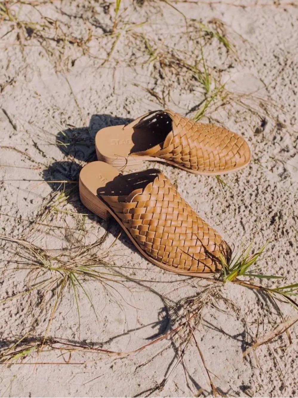 St. Agni woven leather low heel mules